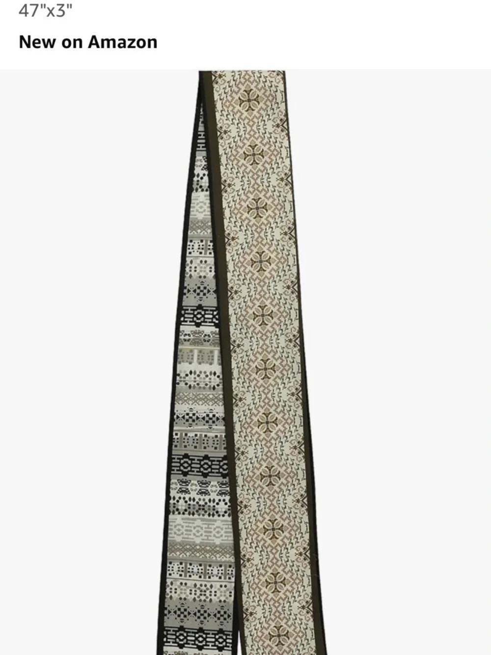 Reversible Silky Skinny Scarf | Neutral Geometric Print Twilly